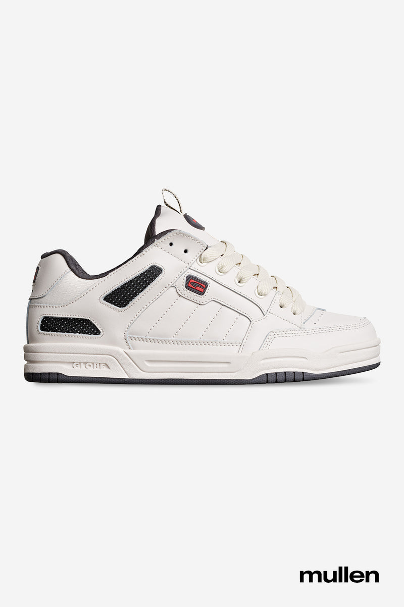 White Tilt Prime skate shoe with black accents and subtle red details