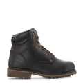 Mens brown leather lace-up work boot side view with thick tread sole
