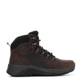 Men's dark brown and black lace-up hiking boots with padded collar and rubber sole