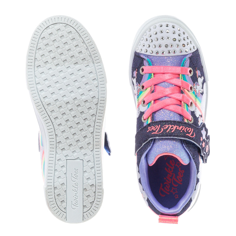 Kids navy sneaker outsole with textured tread and studded toe cap