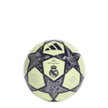 Champions League mini football, lime and dark navy with Real Madrid crest and star detailing.