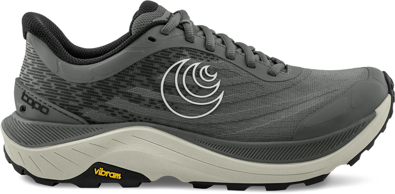Quarter turn view Men's Topo Footwear style name Ultraventure 4 in color Grey/ Grey. Sku: M081-GRYGRY