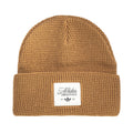 Unisex waffle-knit beanie in brown with fold-up cuff and Adidas Originals patch
