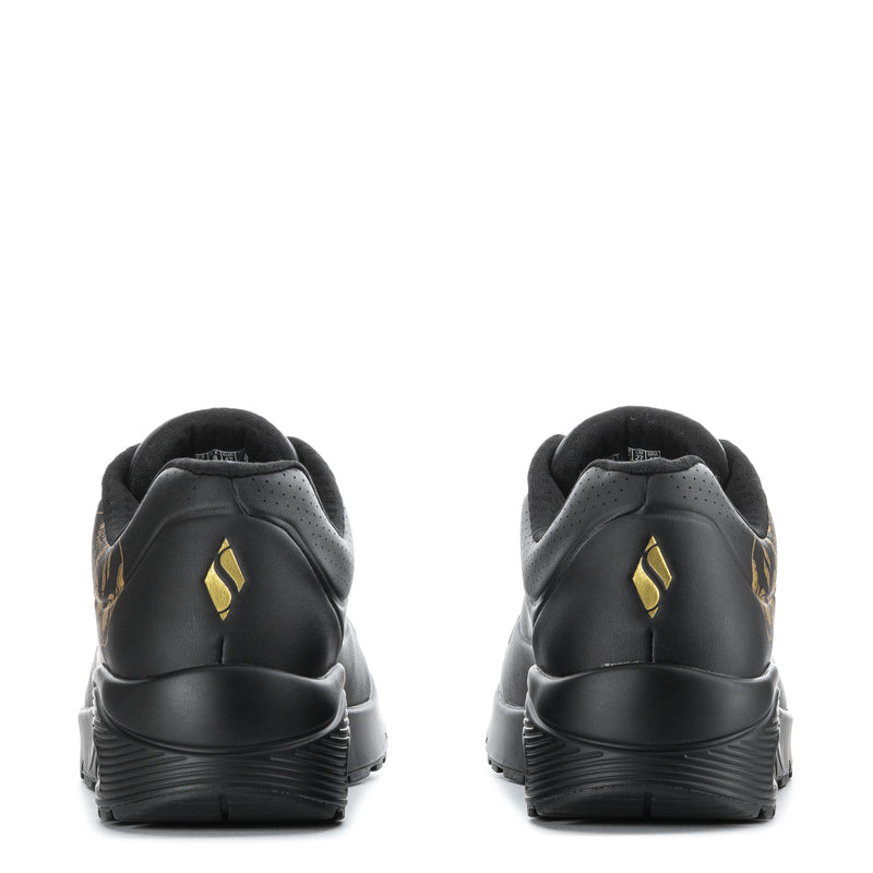 Men's SKECHERS Uno sneakers, black heel with gold emblem and cushioned collar