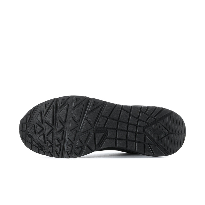 Men's black wide sneaker outsole with deep traction tread and molded pattern
