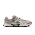 Men's light gray running shoes with green swoosh and white midsole