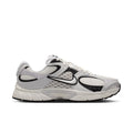 Men's lace-up running shoes in light gray with black overlays and white sole