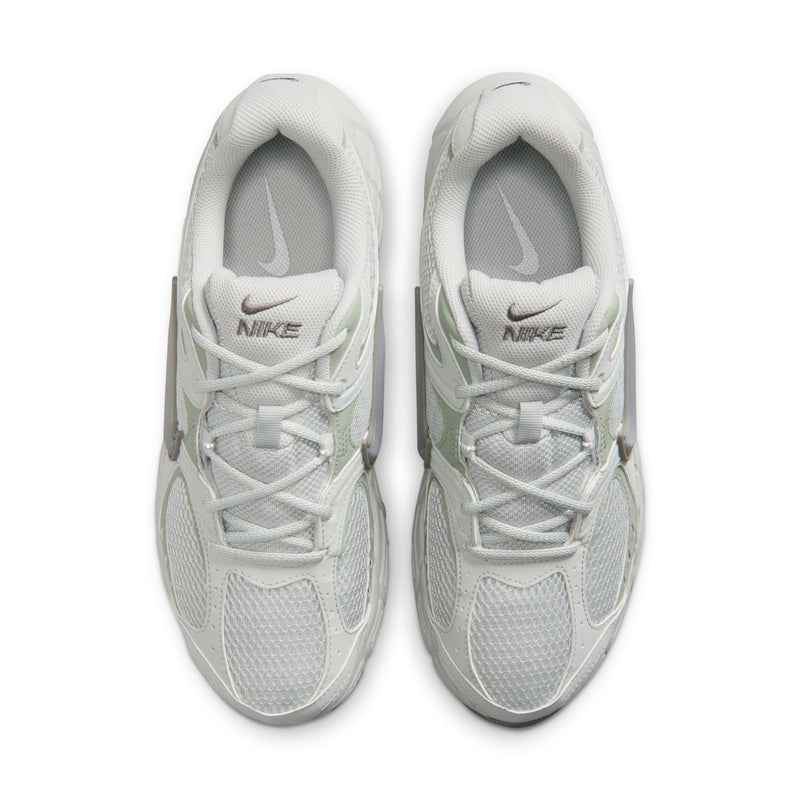 Pair of men's lace-up shoes, light silver/metallic, mesh vamp and padded collar