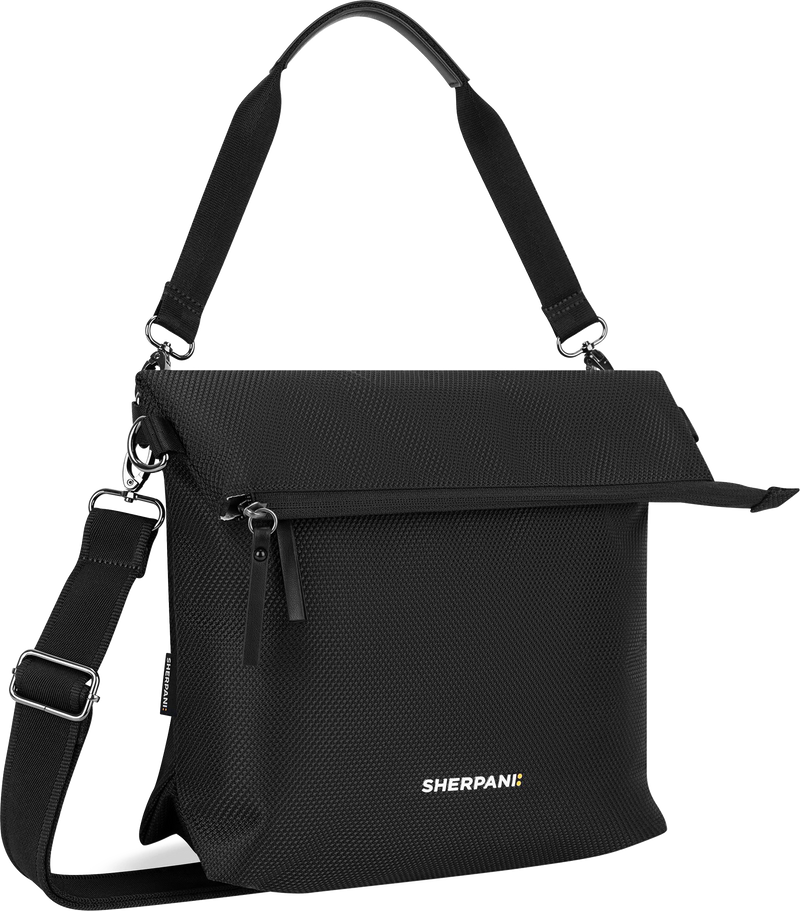 Quarter turn view Women's Sherpani Hand Bag style name Vale At in color Carbon. Sku: 26-VALE001060