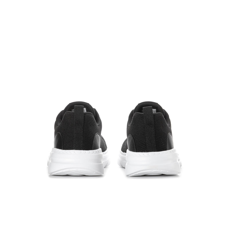 Reebok Velocity Pro men's black sneakers, rear view with white cushioned sole