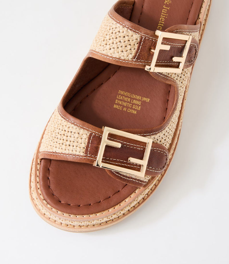 Women's Django & Juliette Vexta in Chocolate-Natural Syn Raffia. Sku: DJ21557ELRC6