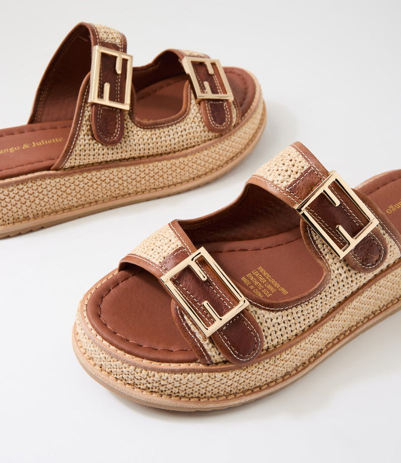 Women's Django & Juliette Vexta in Chocolate-Natural Syn Raffia. Sku: DJ21557ELRC6