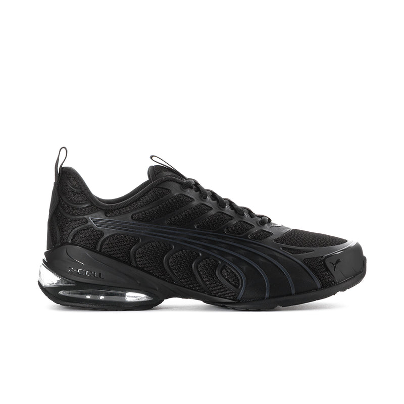 Men's Puma lace-up sneakers in dark black with padded collar and air-cushion sole