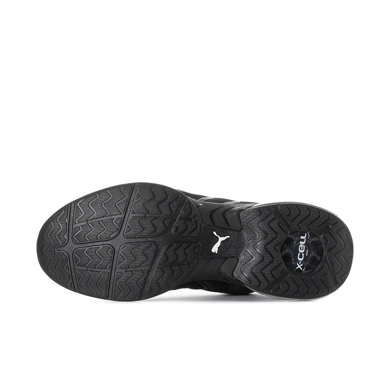 Men's Puma sneaker outsole with traction tread and xCELL branding on heel