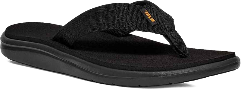 Quarter turn view Men's Teva Footwear style name Voya Flip in color Black Blue Synthetic/ Textile. Sku: 1019050-BKBL