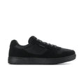 Men's black slip-resistant sneakers with lace-up design and dark rubber sole