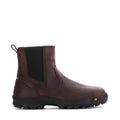 Clay brown mens steel-toe chelsea boot with side elastic panels and pull tab