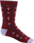 Quarter turn view Women's Wide Open Sock style name Wildwood Cushion Crew in color Burgundy. Sku: 9512-BURGUNDY