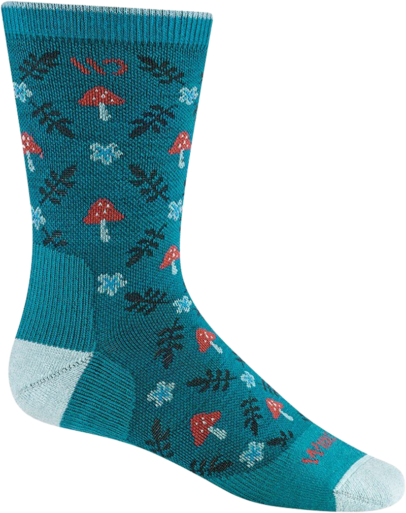Quarter turn view Women's Wide Open Sock style name Wildwood Cushion Crew in color Teal     . Sku: 9512-TEAL