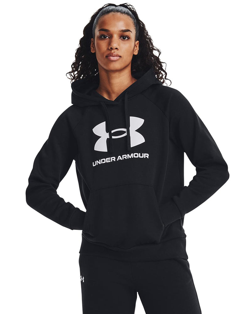 Women's Under Armour Rival Fleece Big Logo Hoodie "Black White"