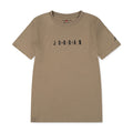 Youth crewneck T-shirt in tan with embroidered Jordan wordmark at chest