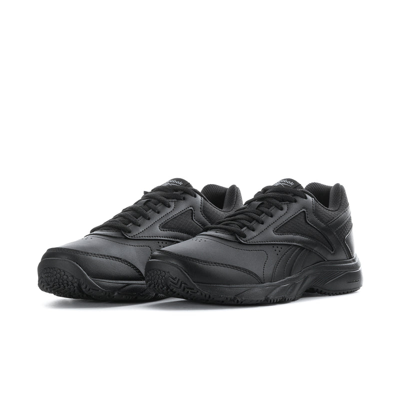 Women's black lace-up sneaker, three-quarter side view