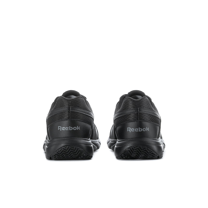 Women's black lace-up sneaker, heel and back view