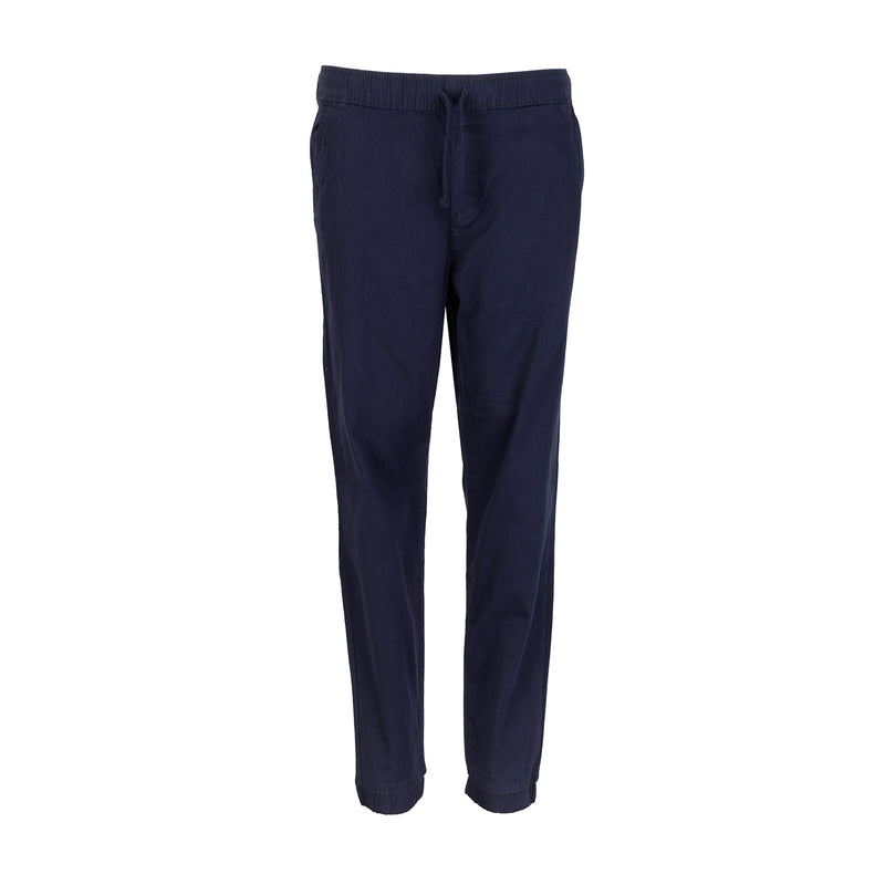 Youth navy woven jogger pants with elastic waistband and drawstring