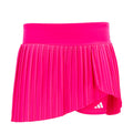 Youth woven pleated skort in shock pink with elastic waistband, flared skirt