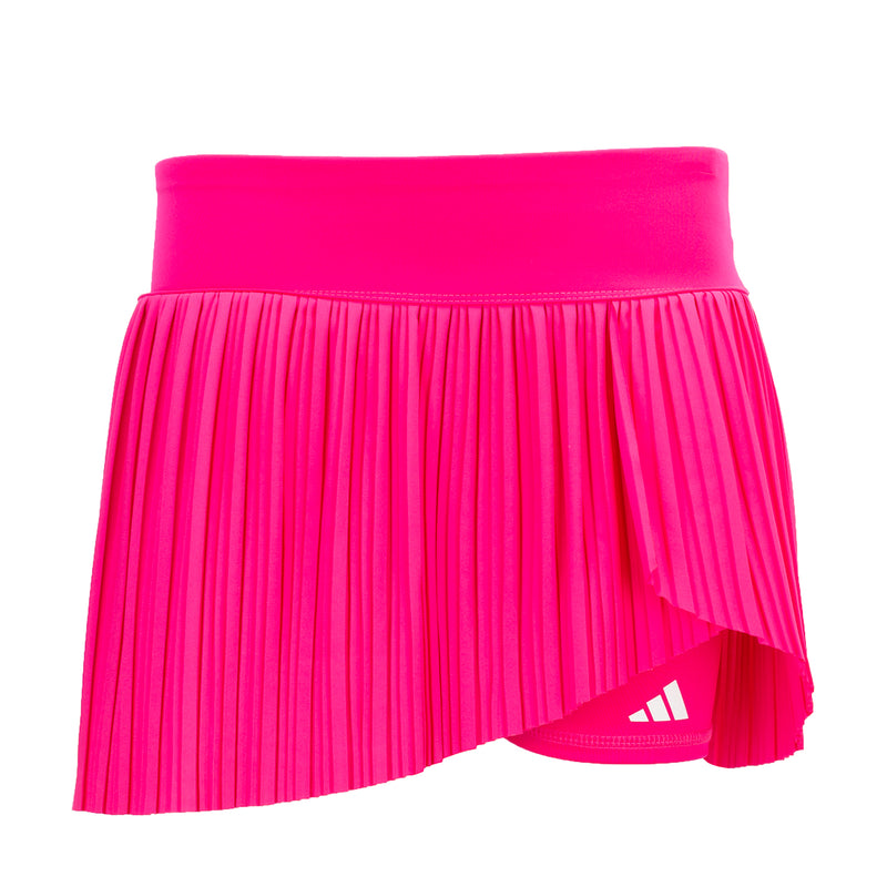 Youth woven pleated skort in shock pink with elastic waistband, flared skirt