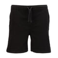Youth woven shorts, black, elastic waistband with drawstring, front view