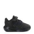 Black toddler sneakers with mesh upper, hook-and-loop strap, and grippy rubber sole