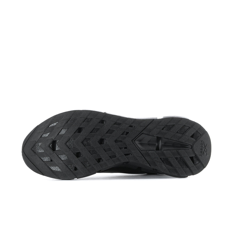 Men's black outsole tread, geometric pattern with traction grooves
