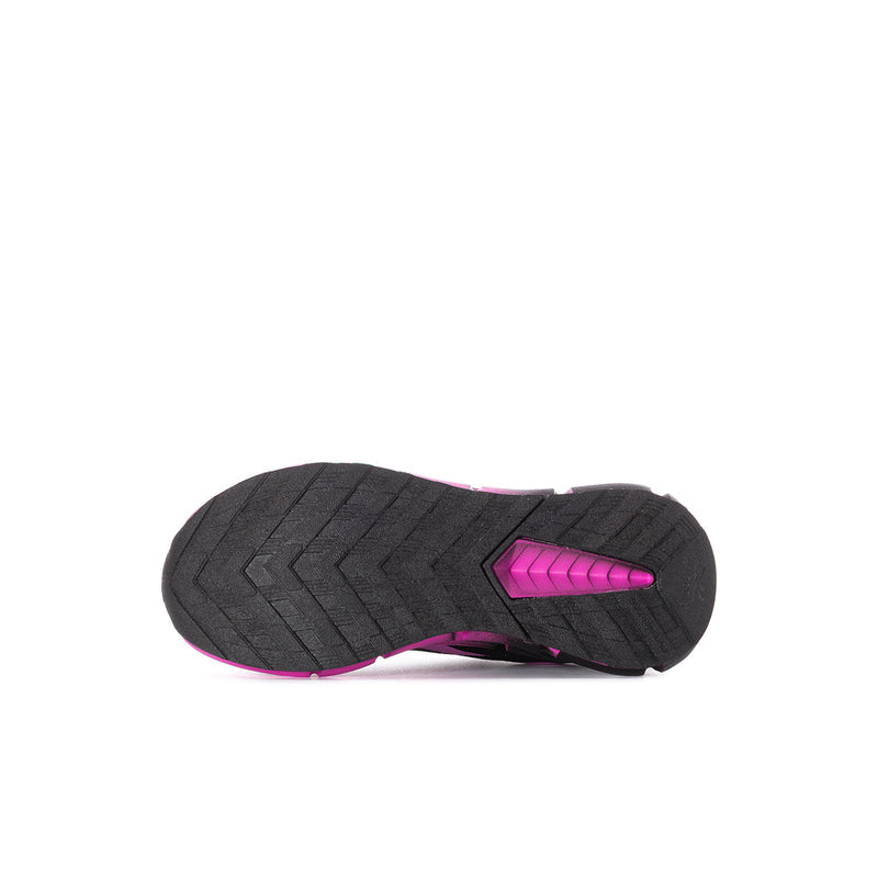 Kids black outsole with pink traction panel and zigzag tread